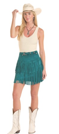 Skirt Women's SZN-2026 (BW69BO 8812) - Rock & Roll Microsuede Miniskirt with Belt Teal