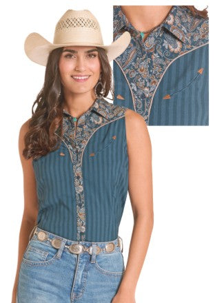 Top Women's SZN-2026 (LWB050 8839) - Panhandle Slim Sleeveless Retro Blouse