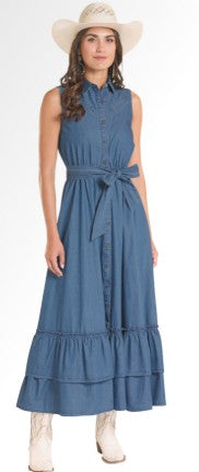 Dress Women's SZN-2026 (LWDORO 8842) - Panhandle Slim Ruffle Denim