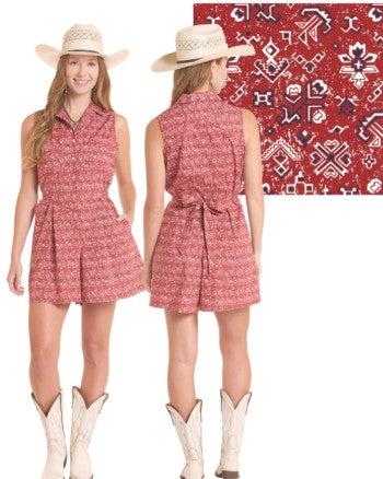Romper Women's SZN-2026 (RWR2J0 8946) - Panhandle Slim Romper Southwestern Bandana Print