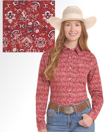 Top Women's SZN-2026 (RWN2S0 8946) - Panhandle Slim Long Sleeve Southwestern Bandana Print