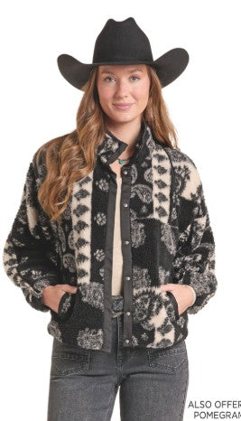Jacket Women's *DNO (BW92CO 9370) Powder River Outfitters Paisley Print Sherpa Jacket