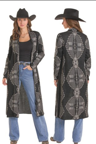 Jacket Women's SZN-2026 (BW95TO 9736) Rock & Roll Aztec Print Knit Duster
