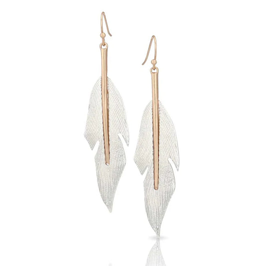 Earrings (AER5568) - Montana Silversmith Feathers Descend Attitude Earrings