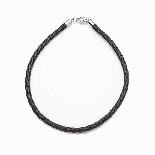 Bracelet (BRL4075S) - Leather Braided Bracelet, 7.5" Length with 4.0mm Thickness