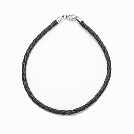 Bracelet (BRL4080S) - Leather Braided Bracelet, 8" Length with 4.0mm Thickness