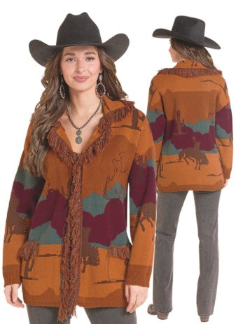 Jacket Women's SZN-OCT26 (BW91C09999) Rock & Roll Desert Scenery Print Cardigan