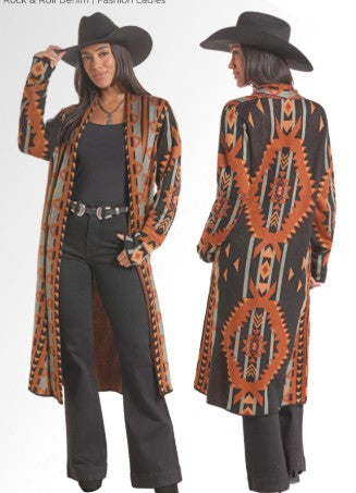 Jacket Women's SZN-OCT26 (BW95T10017) Rock & Roll Aztec Print Knit Duster