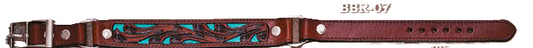 Boot Strap (BBR-07-4-TQ) - Leather Carved Turquoise Straight Strap