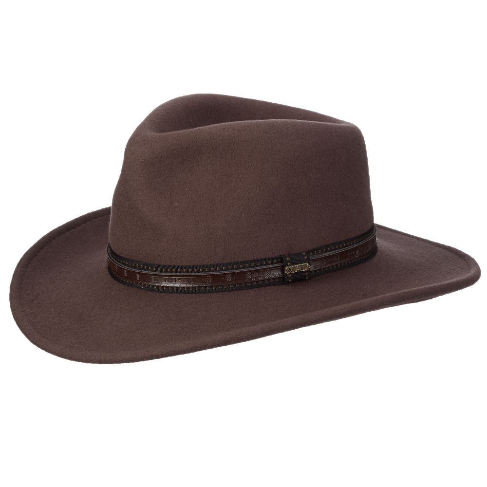 Hat *DNO (DF105) - Dorfman San Antonio Water Repellent Wool Felt Crushable Outback, 3" Brim Ribbon