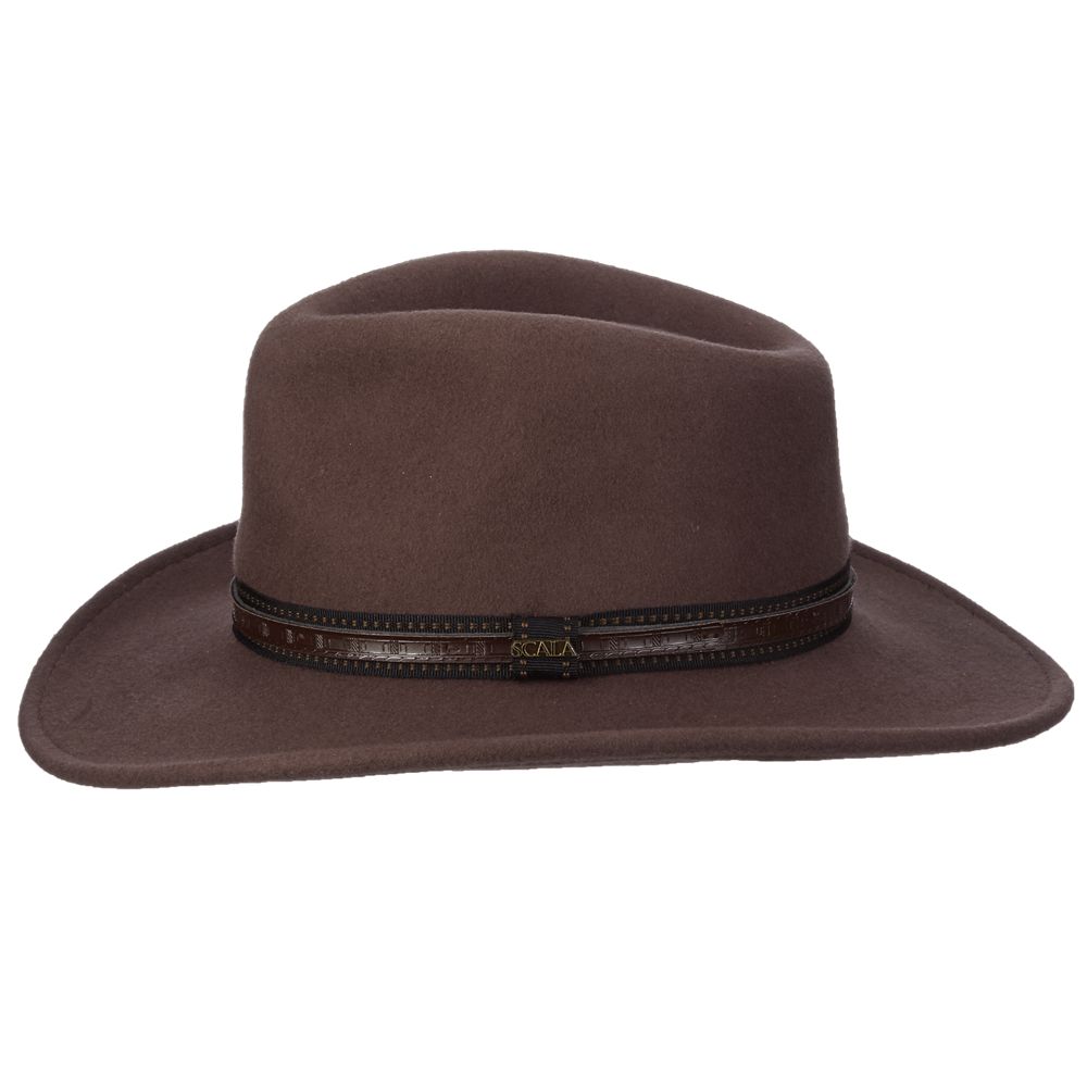 Hat *DNO (DF105) - Dorfman San Antonio Water Repellent Wool Felt Crushable Outback, 3" Brim Ribbon