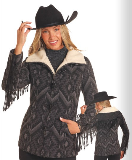 Jacket Women's (DW92C04060) Panhandle Women's Fringe Aztec Jacquard Jacket