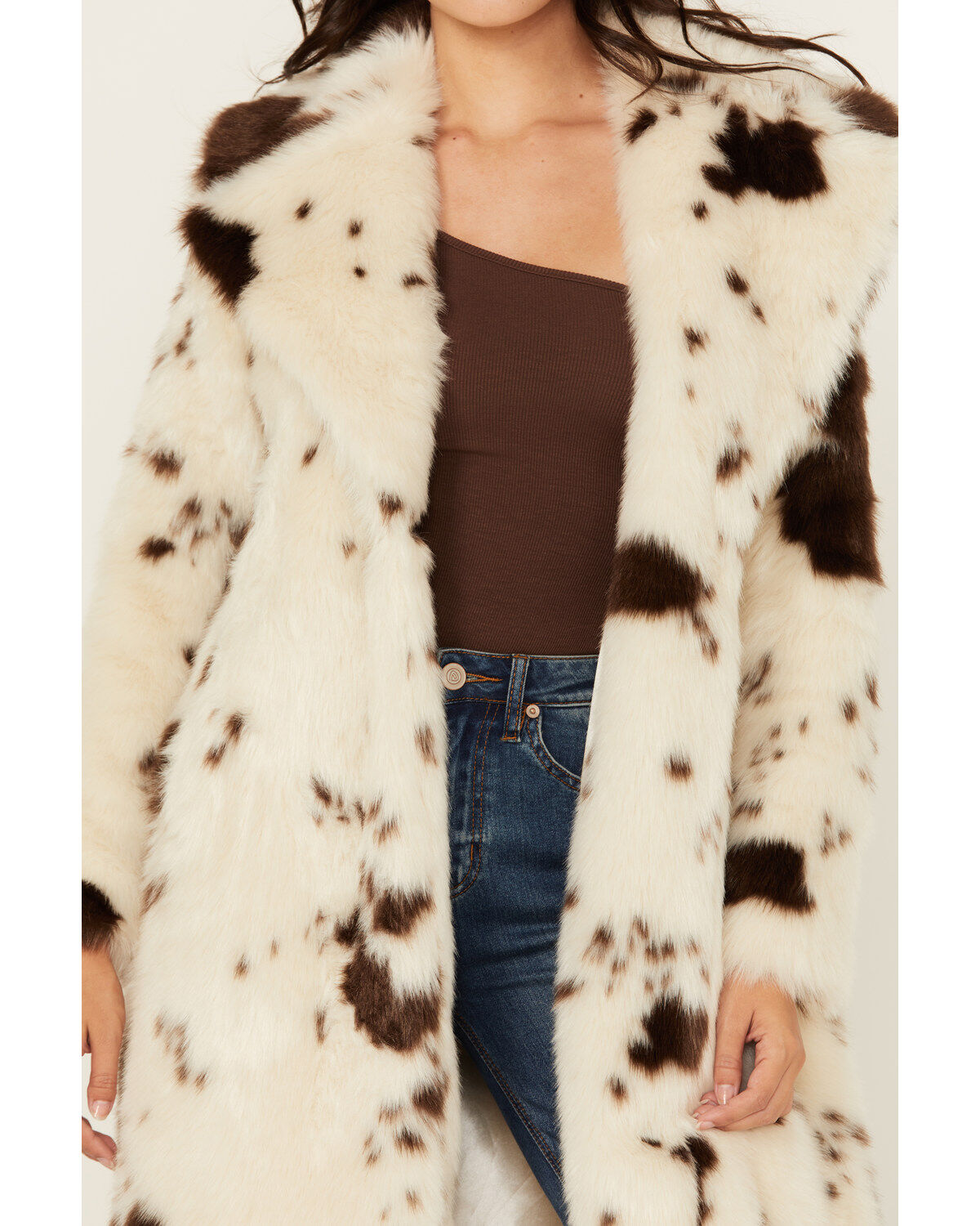 Jacket Women's SZN-2026 (DW92C0 4155) Powder River Outfitters Cow Print Duster Faux Fur Coat