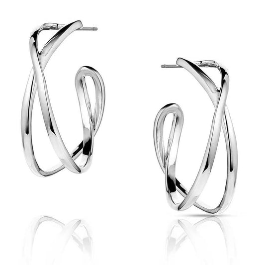 Earrings (ER5870) - Montana Silversmith Daring Crossed Hoop Earrings