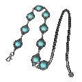 Belt (EVFV4M8928X) Bohemian Vintage Silver-Tone Waist Chain with Turquoise-Coloured Oval Accents