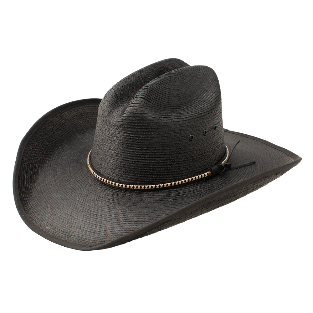 Hat (JA4107) - Resistol Jason Aldean Asphalt Cowboy Black Palm Leaf Hat
