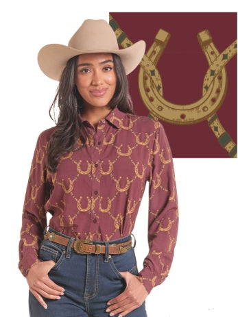 Top Women's SZN-OCT26 (LWB2S10245) - Panhandle Slim Horseshoe Print