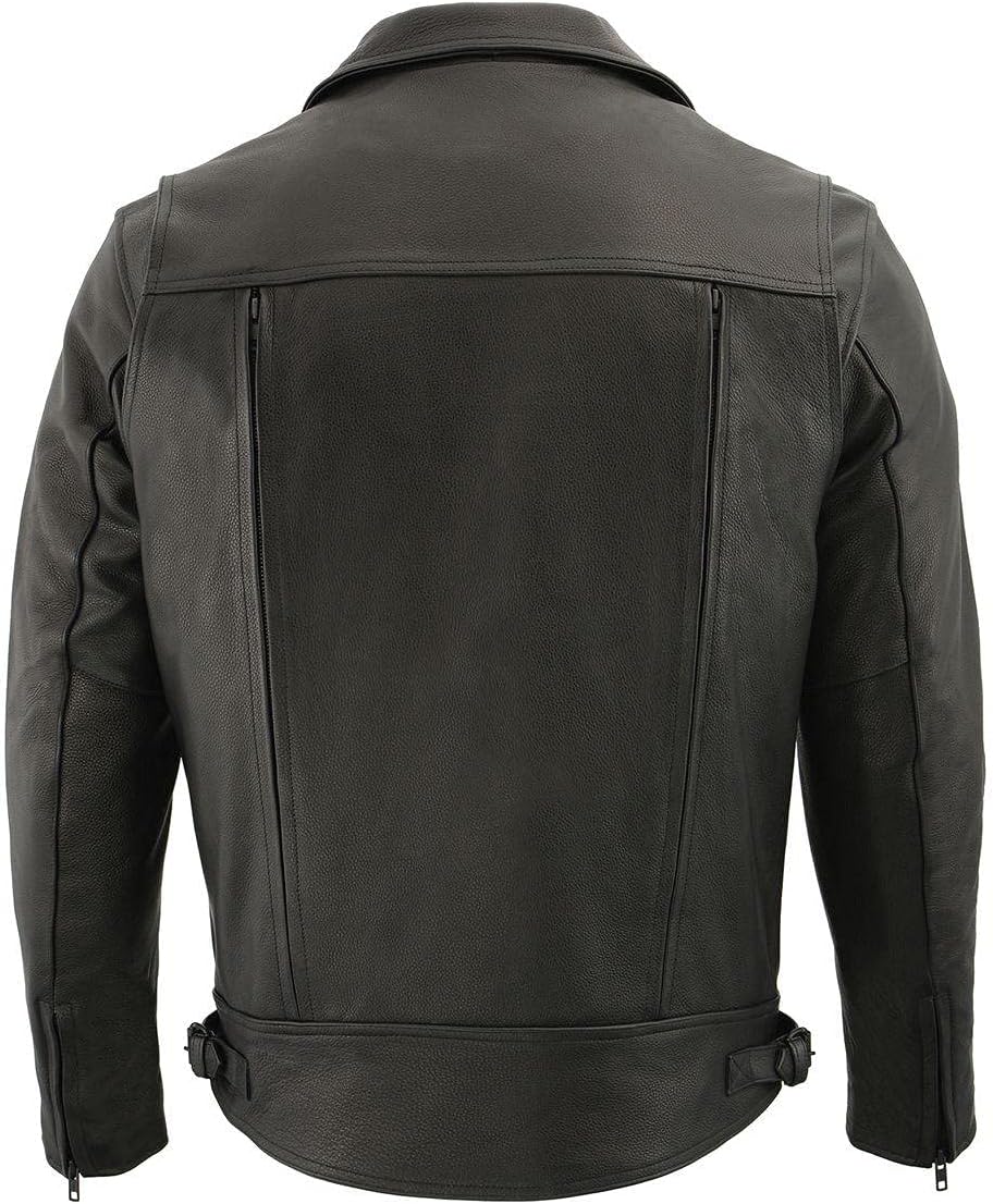 Leather Jacket CLCL (MLM1520) - Men's Pistol Pete Cowhide with Hidden Zip, Black