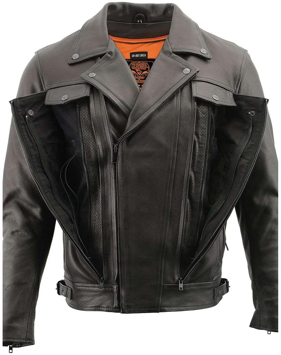 Leather Jacket CLCL (MLM1520) - Men's Pistol Pete Cowhide with Hidden Zip, Black