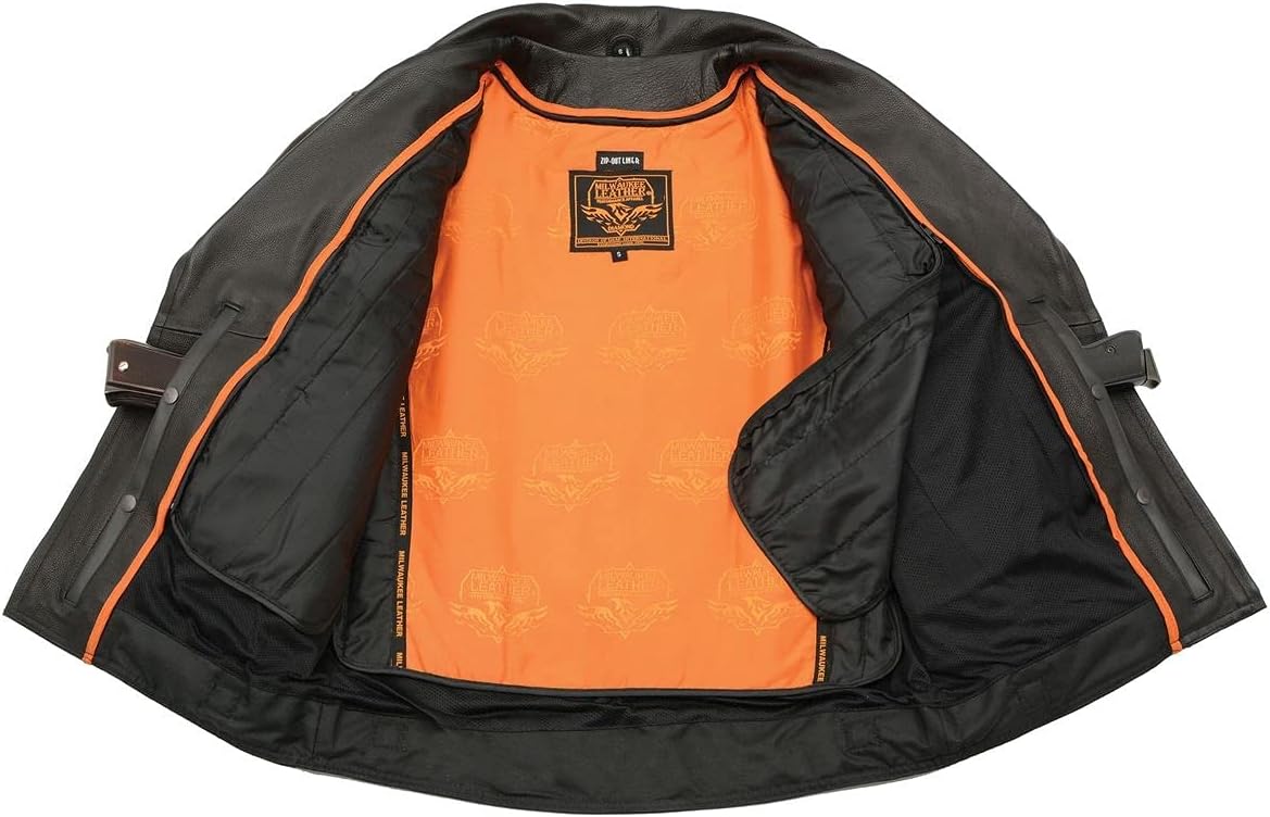 Leather Jacket CLCL (MLM1520) - Men's Pistol Pete Cowhide with Hidden Zip, Black