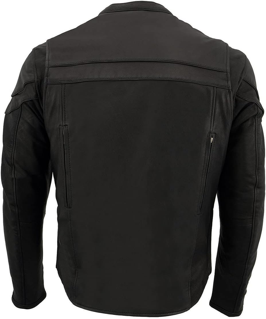 Leather Jacket (MLM1525) - Men’s Lightweight Sporty Scooter Crossover Jacket