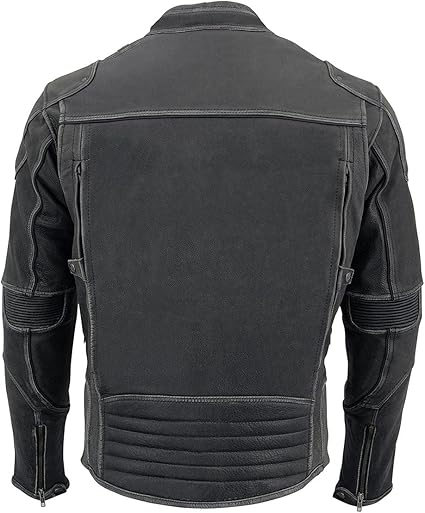 Leather Jacket SO (MLM1536) - Men's Racing Scooter, Grey