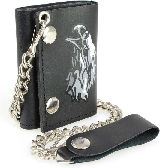 Wallet (MLW7838) - 4x3" Leather Trifold, Tribal Eagle