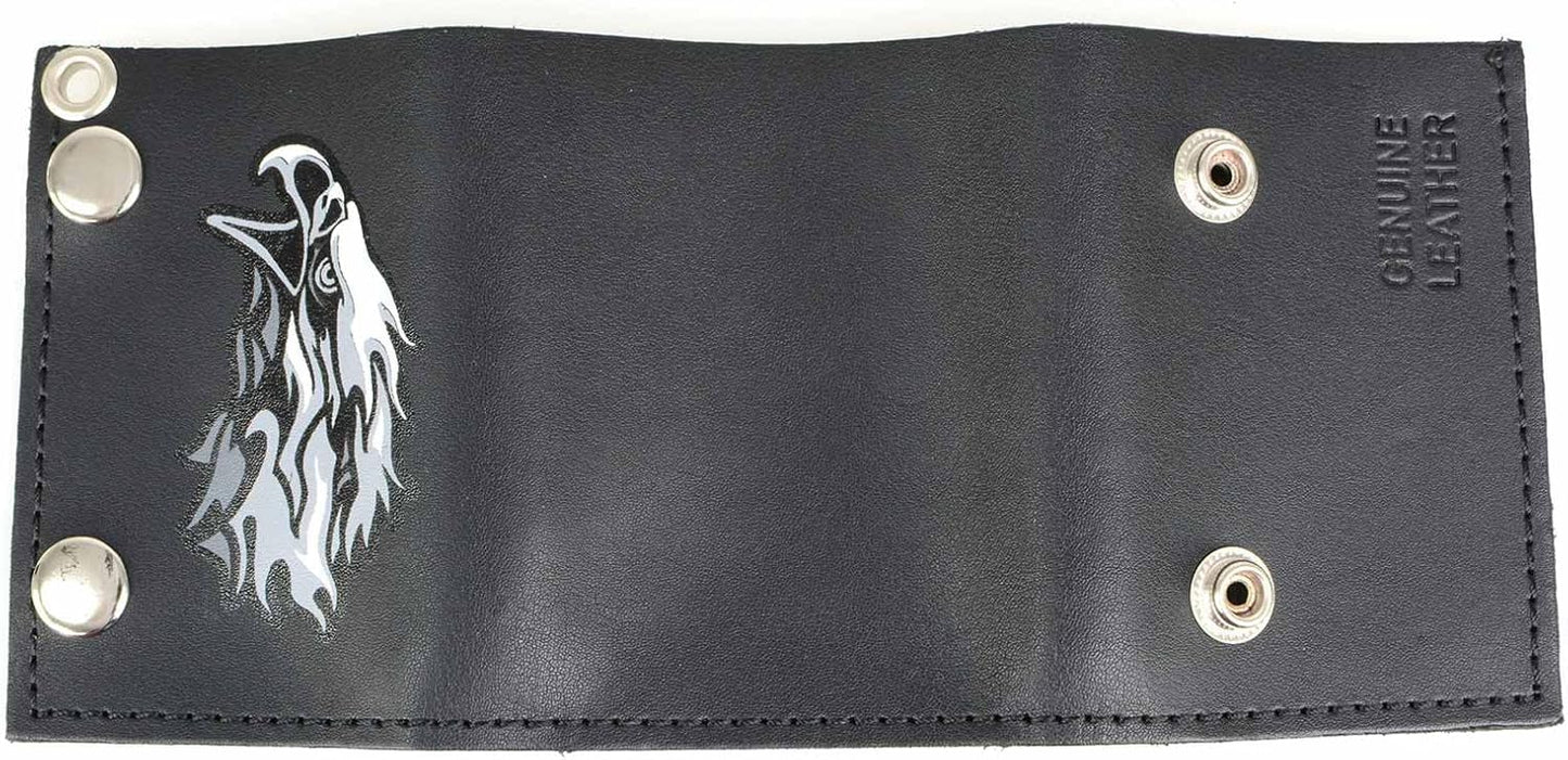 Wallet (MLW7838) - 4x3" Leather Trifold, Tribal Eagle
