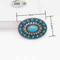 Buckle (375529-) - Vintage Belt Buckle Turquoise Inlay Oval Bohemian - NEW