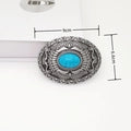 Buckle (375529-) - Vintage Belt Buckle Turquoise Inlay Oval Bohemian - NEW