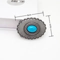 Buckle (375529-) - Vintage Belt Buckle Turquoise Inlay Oval Bohemian - NEW