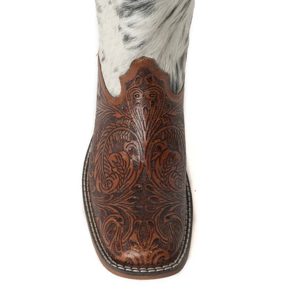 Boot Women's (S-12734) - Myra Savanna Handtooled Leather Boots in Black & White Fur NEW-2026 (Copy)