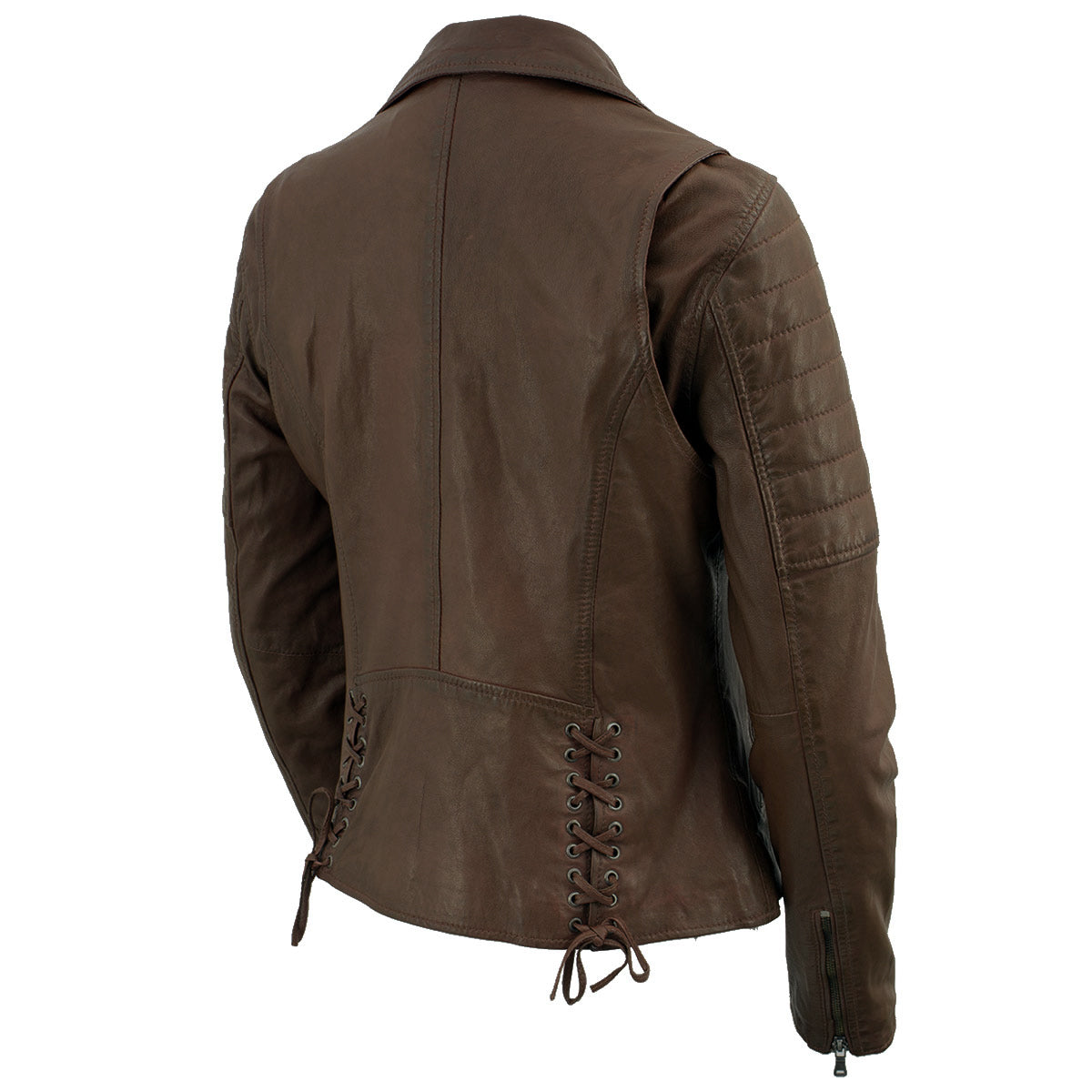 Leather Jacket (SFL2812) Milwaukee Leather Women's Vintage Motorcycle Inspired Vegan Tan - Brown