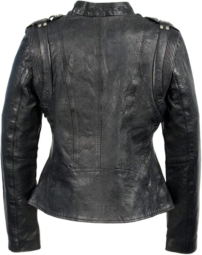 Leather Jacket (SFL284) - Women's Lightweight Biker Fashion Jacket