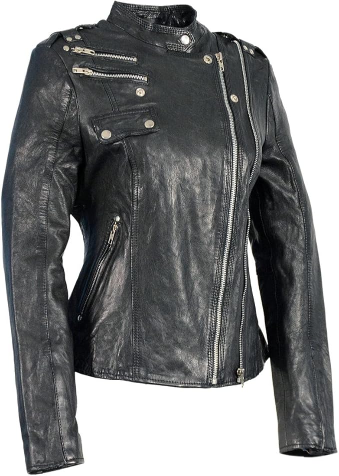 Leather Jacket (SFL284) - Women's Lightweight Biker Fashion Jacket
