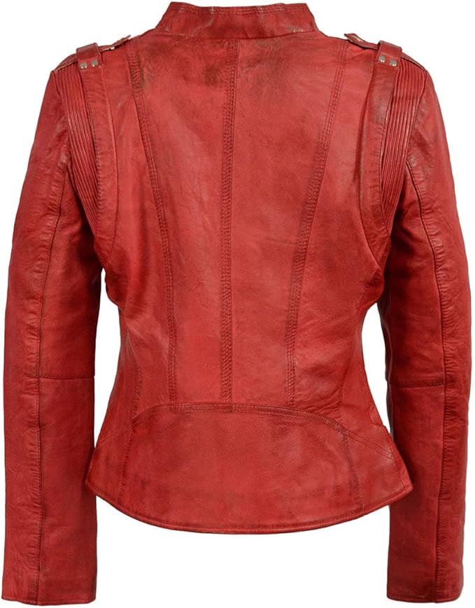 Leather Jacket (SFL284) - Women's Lightweight Biker Fashion Jacket
