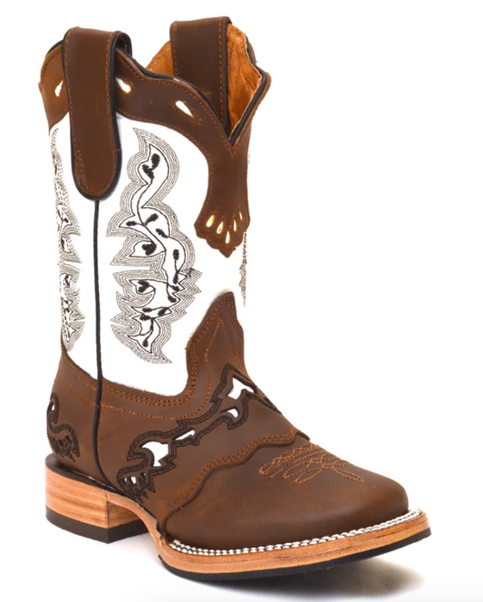 Boot Kids (3206) - Kid's Rodeo Boots in White & Brown