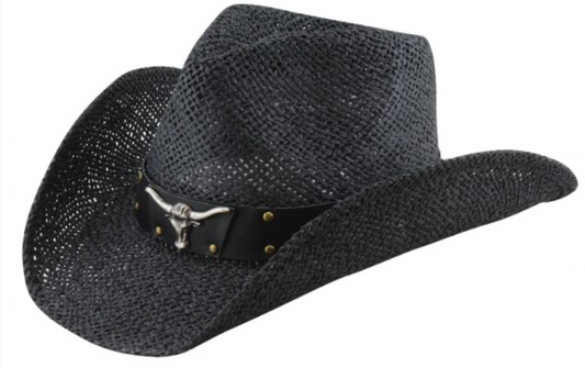 Hat (TX-400) - Black Longhorn Toyo Straw
