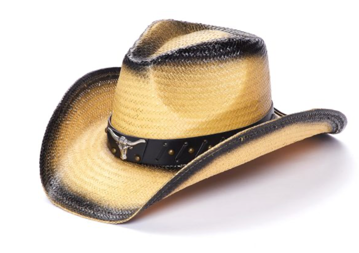Hat (TX-2230) - Natural w/ Black Longhorn