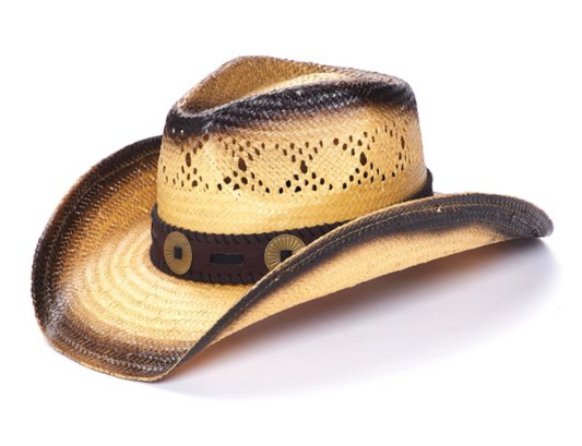 Hat (TX-2260) - Natural w/ Medallion Buckles