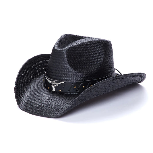 Hat (TX-400) - Black Longhorn Toyo Straw