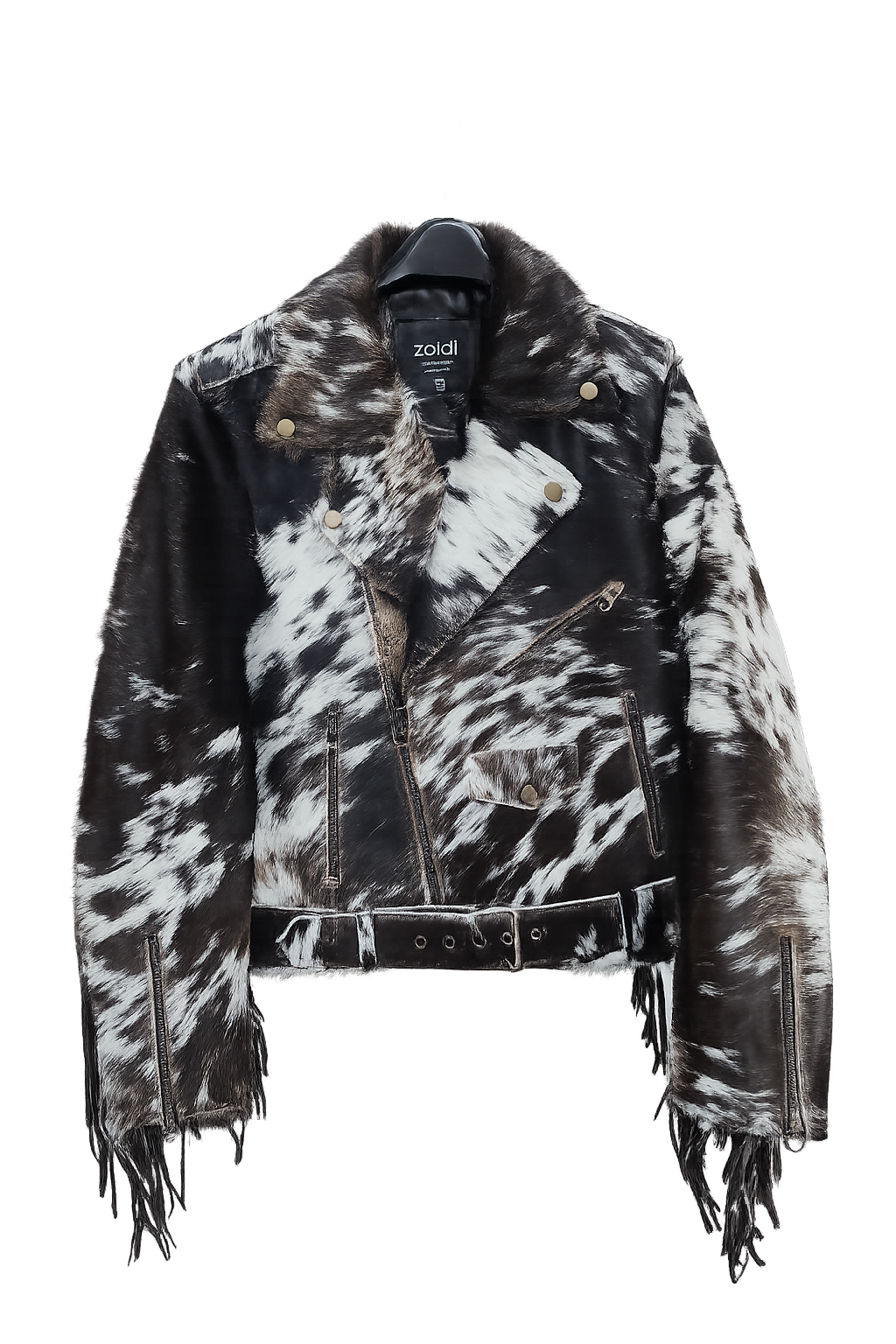 Leather Jacket (WFUR110313) - Women's, Fur and Fringe - NEW!