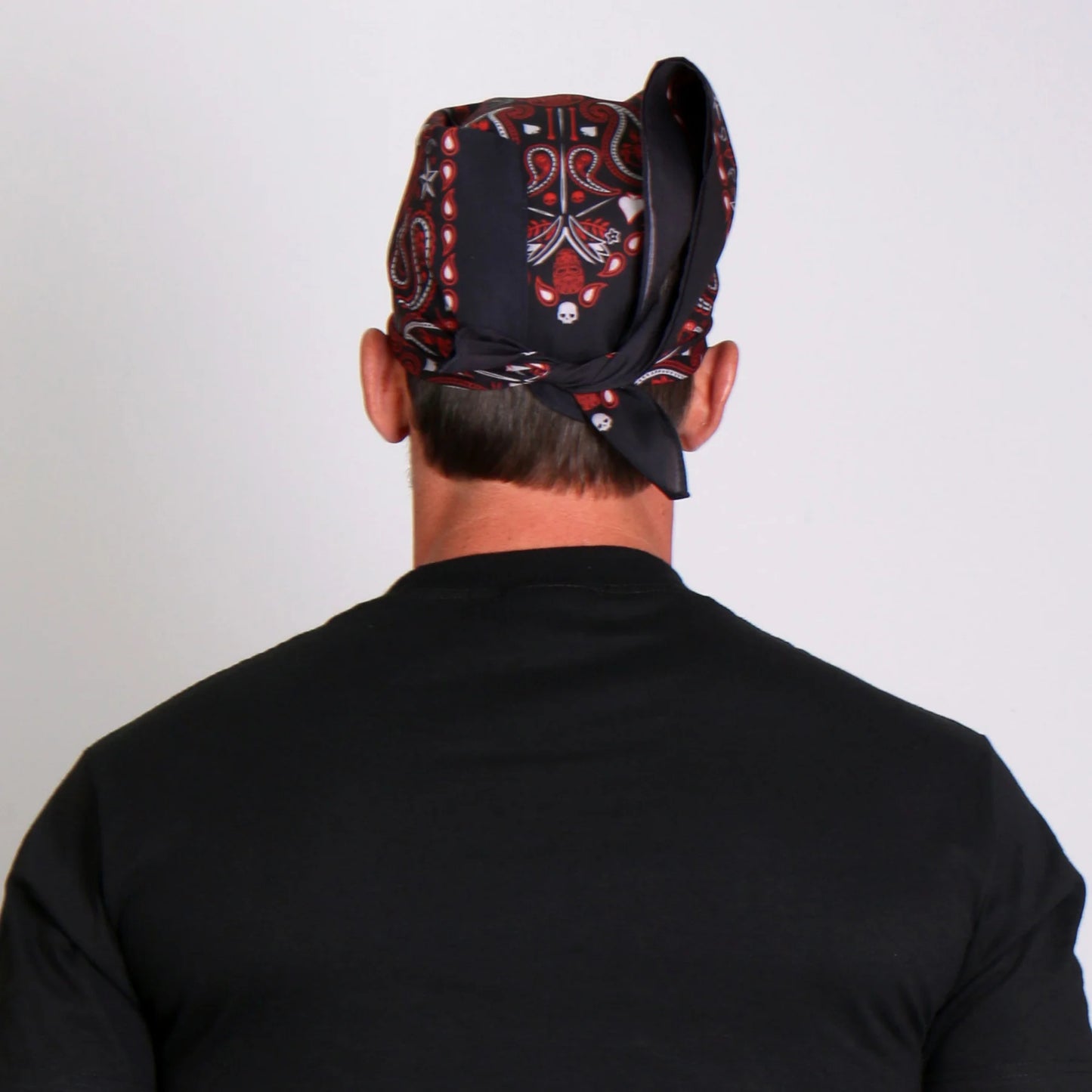 Bandana (BAB1070) - Hot Leathers Red Paisley Skulls