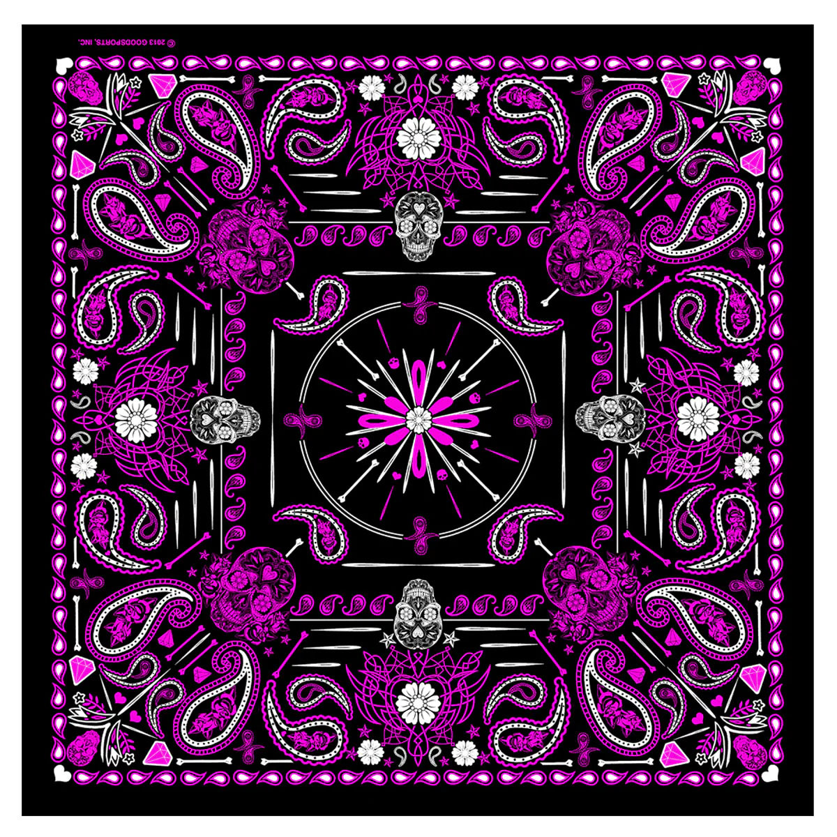 Bandana (BAB1071) - Hot Leathers Ladies Pink Paisley Skulls