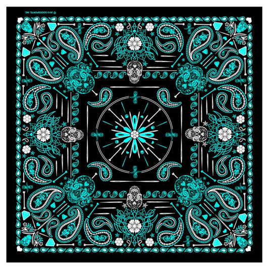 Bandana (BAB1072) - Hot Leathers Ladies Blue Paisley Skulls
