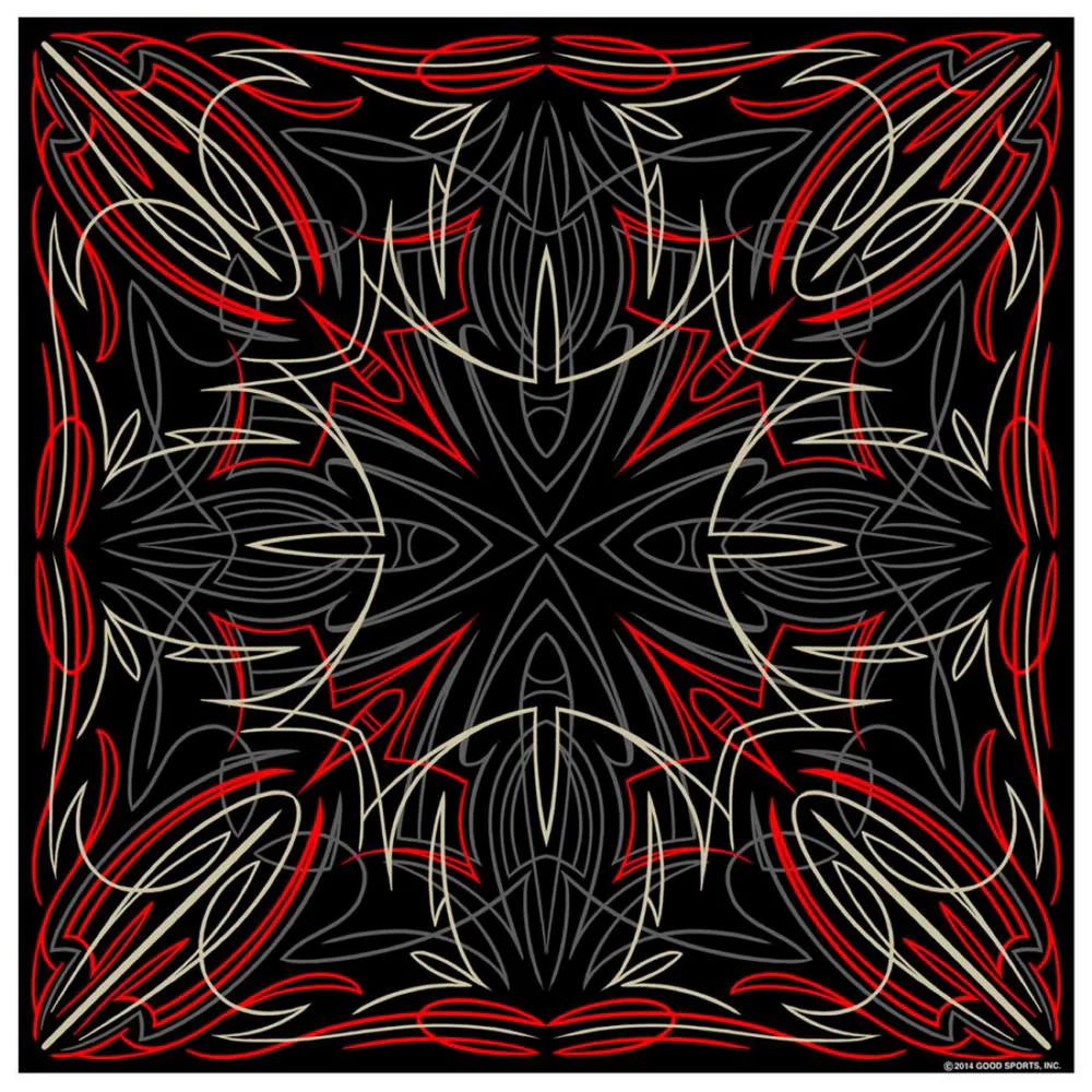 Bandana (BAB1074) - Hot Leathers Pinstripe - Black/Red