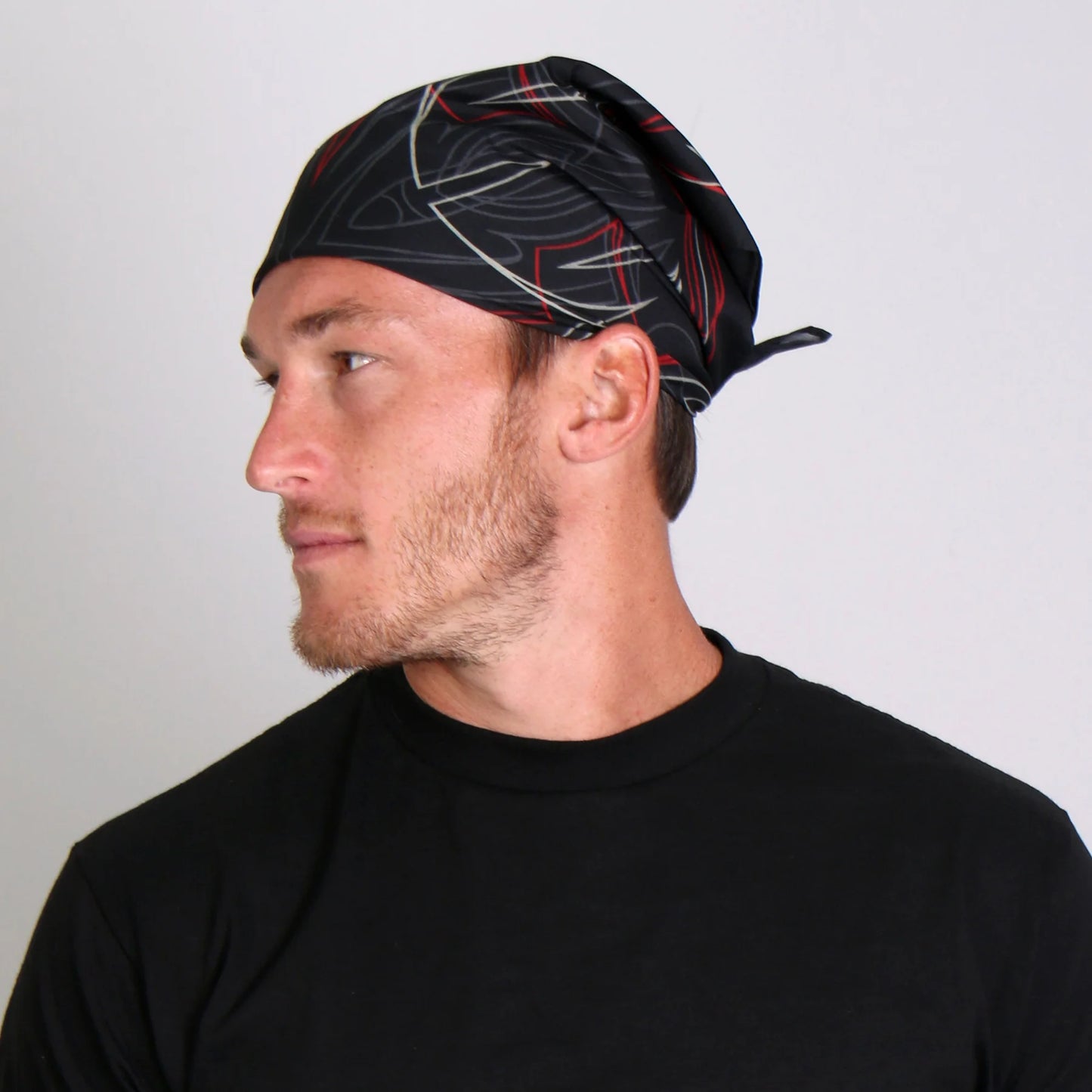 Bandana (BAB1074) - Hot Leathers Pinstripe - Black/Red