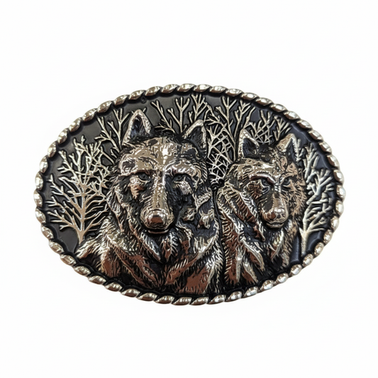 Brightened Two Wolves Buckle