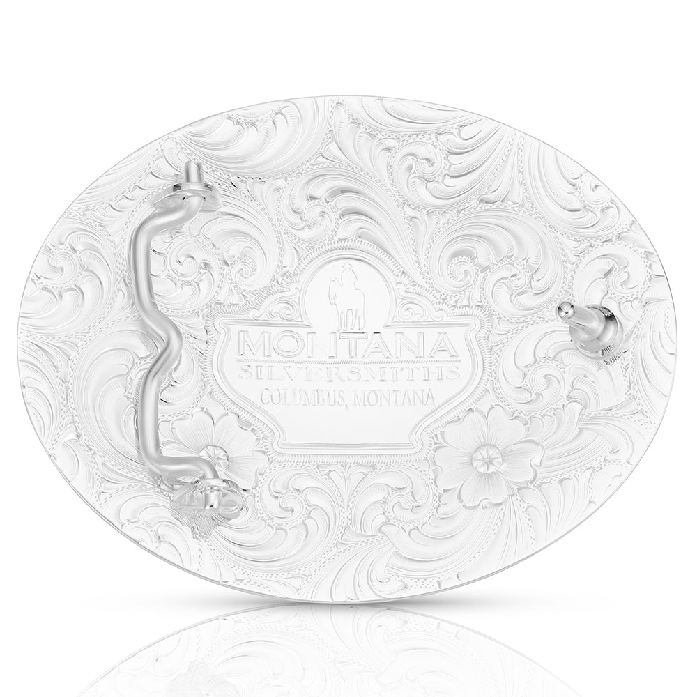 Buckle (56910-447) – Montana Silversmiths Dancing Compass Buckle with Buffalo Skull