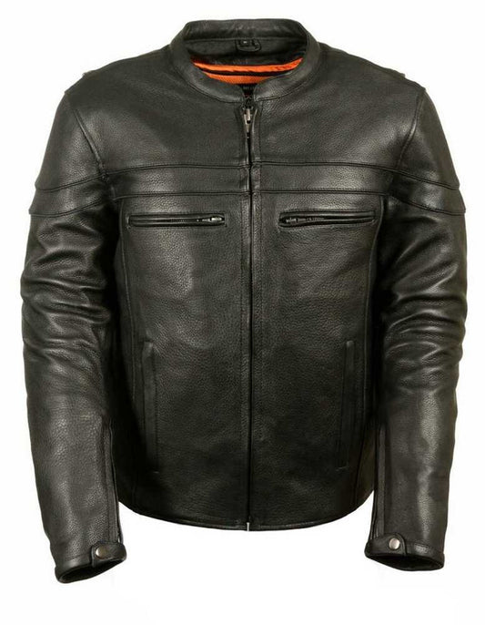 Leather Jacket (ML1408) - Men's Scooter, Black